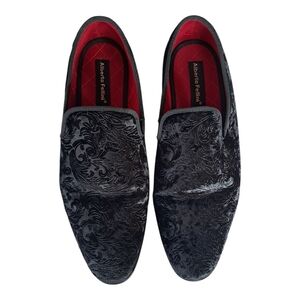 Alberto Fellini Black Patterned Loafers